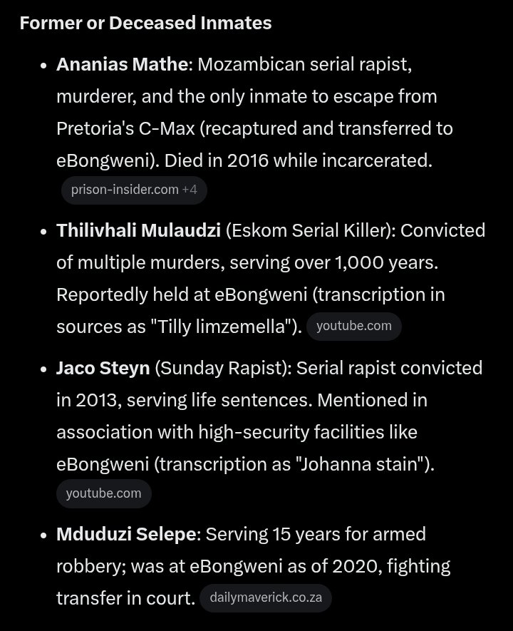 Sloja's tweet image. Inmate at Ebongweni