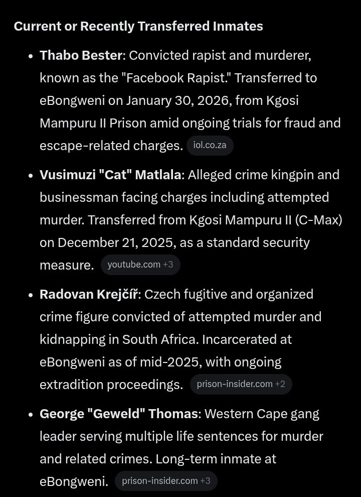 Sloja's tweet image. Inmate at Ebongweni