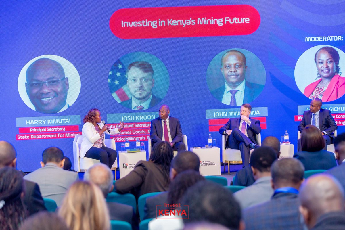 InvestKenya_'s tweet photo. Today, Invest Kenya participated in the U.S.–Kenya Critical Supply Chains Conference, hosted by the American Chamber of Commerce Kenya (@AmChamKE) in partnership with the @USEmbassyKenya .

The CEO of Invest Kenya, @JohnMwendwaOGW, was a panelist during the session on “Investing in Kenya’s Mining Future,” where he underscored Kenya’s commitment to regulatory predictability, fiscal stability, and investor-focused facilitation as the country strengthens its role in global critical minerals and supply chains.

The panel featured senior leaders including Hon. Harry Kimtai, Principal Secretary, Department for Mining, and Mr. Kosh Kroon, Assistant Secretary for Textiles, Consumer Goods, Materials, Critical Minerals and Metals, who shared perspectives on advancing U.S.–Kenya collaboration across mining, transport and trade systems, and ease of doing business.

As global supply chains evolve, Kenya continues to advance supportive policies, practical cooperation, and strategic partnerships to unlock sustainable investment and drive shared economic growth.