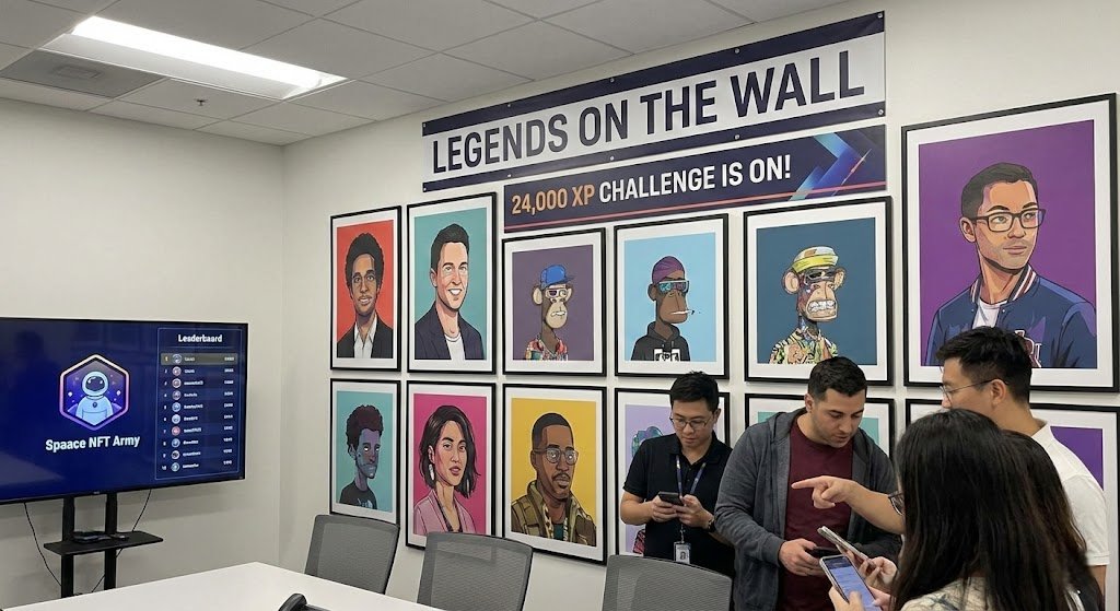 WHO ARE THE LEGENDS ON THE WALL? 24,000 XP CHALLENGE IS ON!
Think you know the Spaace NFT Army better than anyone else? It’s time to put that knowledge to the test. <a href="/spaace_io/">Spaace 🟠</a>  just turned their meeting room into a Hall of Fame, and they’ve challenged us to identify the faces on