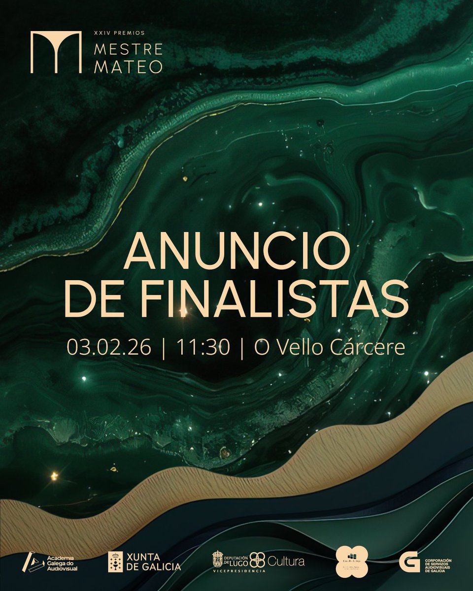 AcademiaGalegaA's tweet image. A actriz #AndreaVarela e o presentador @JuanFuentes80 desvelarán o martes as obras e profesionais finalistas dos XXIIV #PremiosMestreMateo.

📅 Martes 3
🕦 11:30
📍 O Vello Cárcere
📲 En directo nas nosas redes e canle de YouTube

#AGADIC @vicedepulugo @TVGalicia @concellodelugo