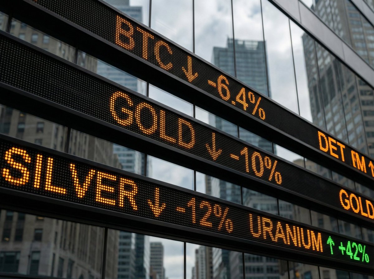 In the last couple of days:

+ Bitcoin dropped to $83K, the lowest since November, ETF outflows hit $1.1B this week
+ Uranium hit above $100, up 24% in one month, or 42% YoY
+ Silver reached three ATH this week, now corrects under $100
+ Gold crashed $5,000 risking under support