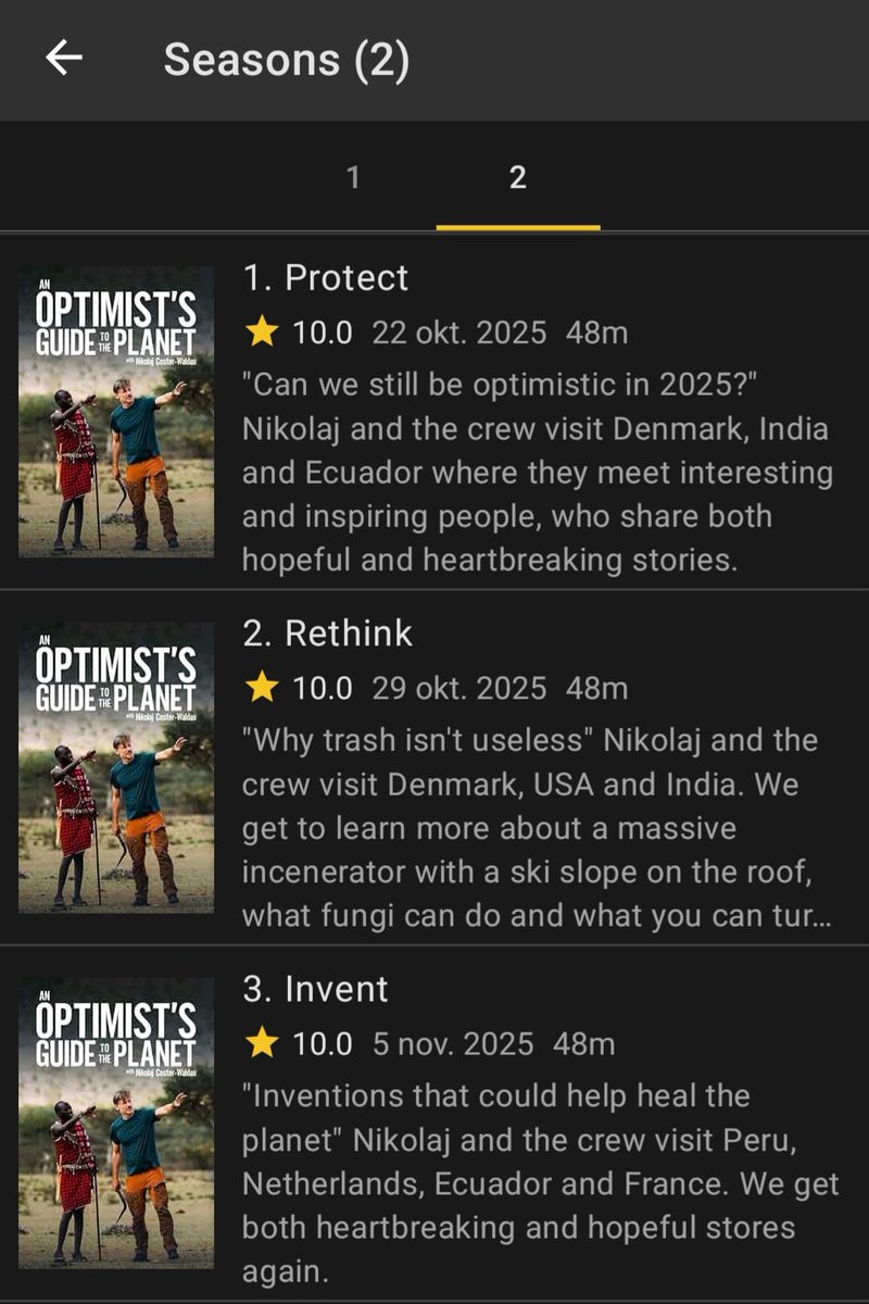 NinaNorlund's tweet photo. 🙌🙌🙌 AOGTTP s2 has gotten all episodes rated now on IMDb 🙌🙌🙌
#AnOptimistsGuideToThePlanet 💚 #ILLKippers #NikolajCosterWaldau #CreamProductions #BloombergTV https://t.co/vpqLsS5eMR