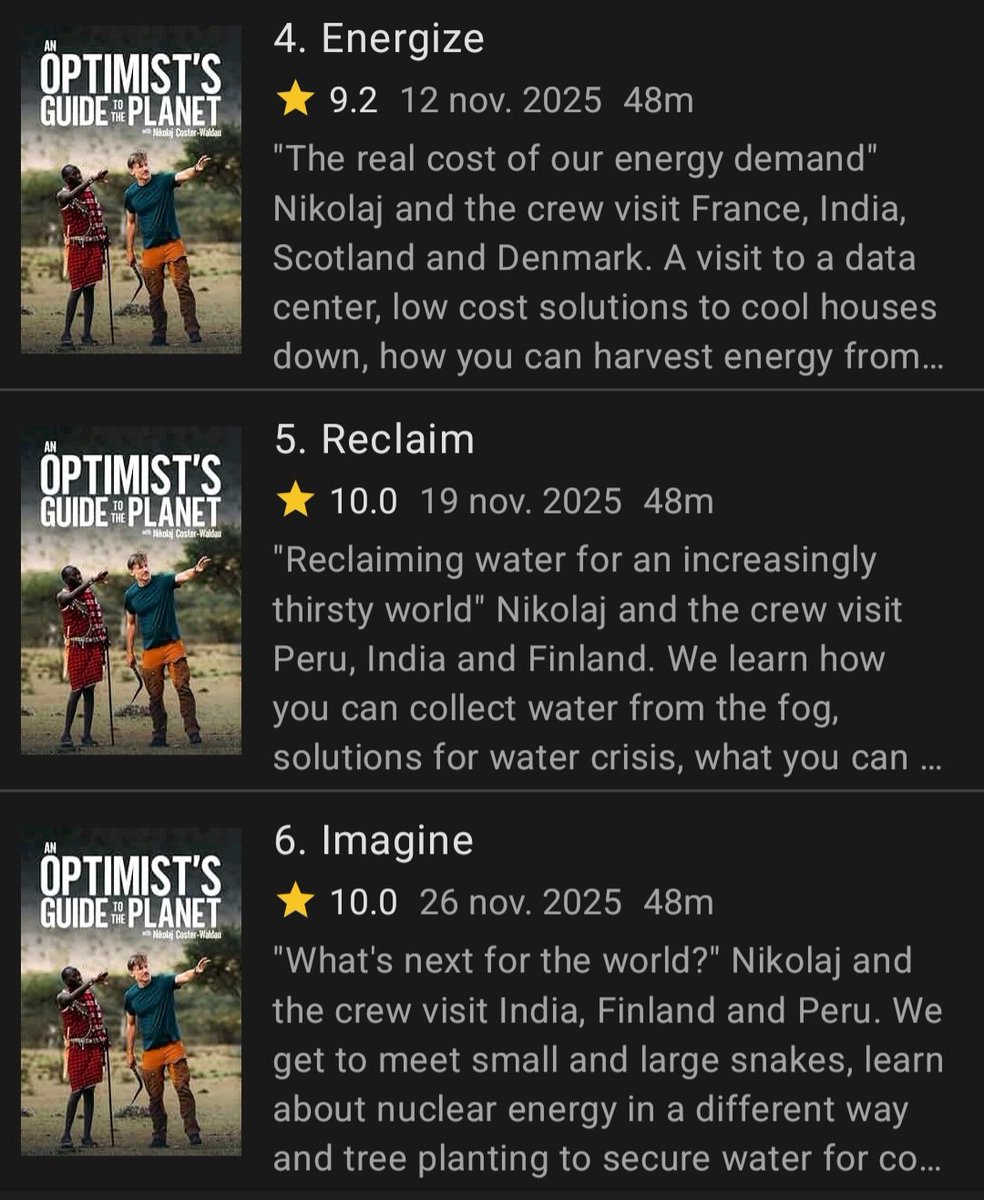 NinaNorlund's tweet photo. 🙌🙌🙌 AOGTTP s2 has gotten all episodes rated now on IMDb 🙌🙌🙌
#AnOptimistsGuideToThePlanet 💚 #ILLKippers #NikolajCosterWaldau #CreamProductions #BloombergTV https://t.co/vpqLsS5eMR