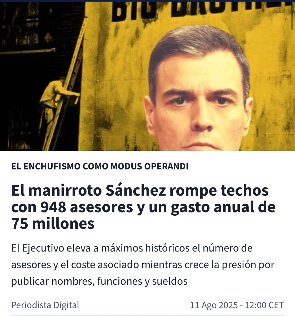 Capitana_espana's tweet photo. Abascal no gobierna, y el dinero de su partido es privado: puede pagar a quien quiera y gastarlo en lo que considere.

Pedro Sánchez sí gobierna y paga 948 asesores con dinero público: unos 75 millones de euros.

El que deja a la abuela sin pensiones es quien gobierna… @montseminguez , y es tu jefe.