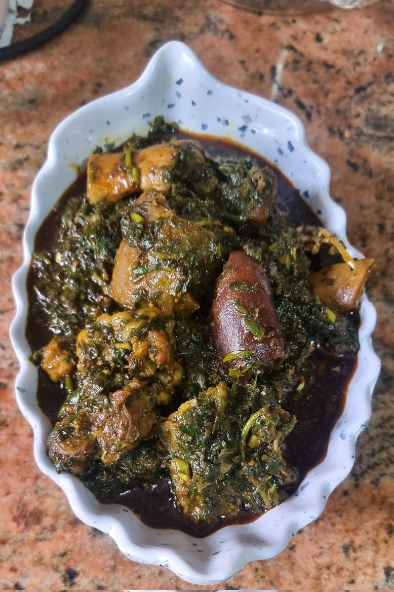 AfangCo's tweet photo. Whatever you decide to pair it with, afang soup remains the ultimate comfort food. Our DM and whatsapp is open. Send a message to place your order for delivery on Saturday. Whatsapp link in bio. https://t.co/wT7XFxandu
