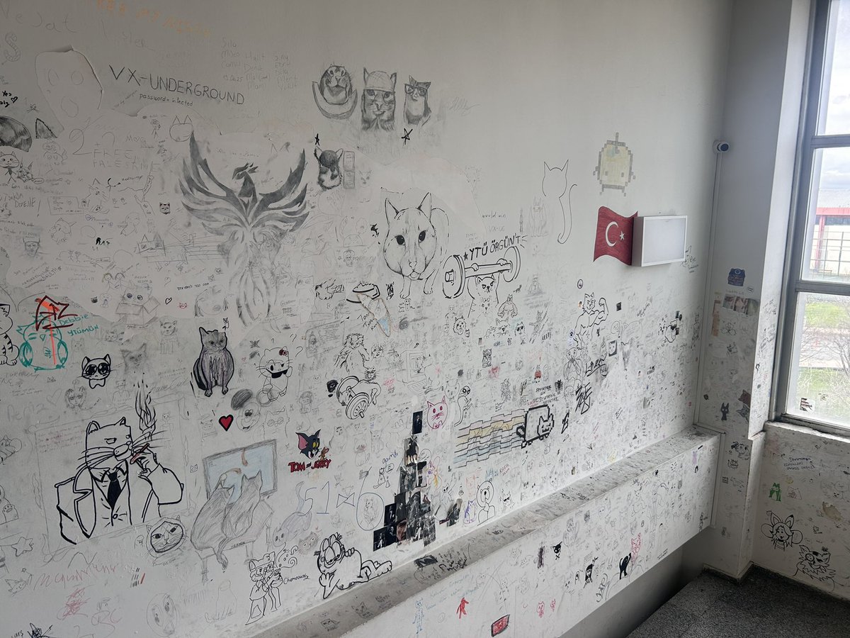 vxunderground's tweet photo. There is a place in Turkey called the "Yıldız Technical University's Davutpaşa Campus"

They have a place called "Kedili Duvar". This translates to "The wall of Cats". Unbeknownst to me, someone has DEFILED this wall by LEAKING the password on it https://t.co/fYRHIw1LoK