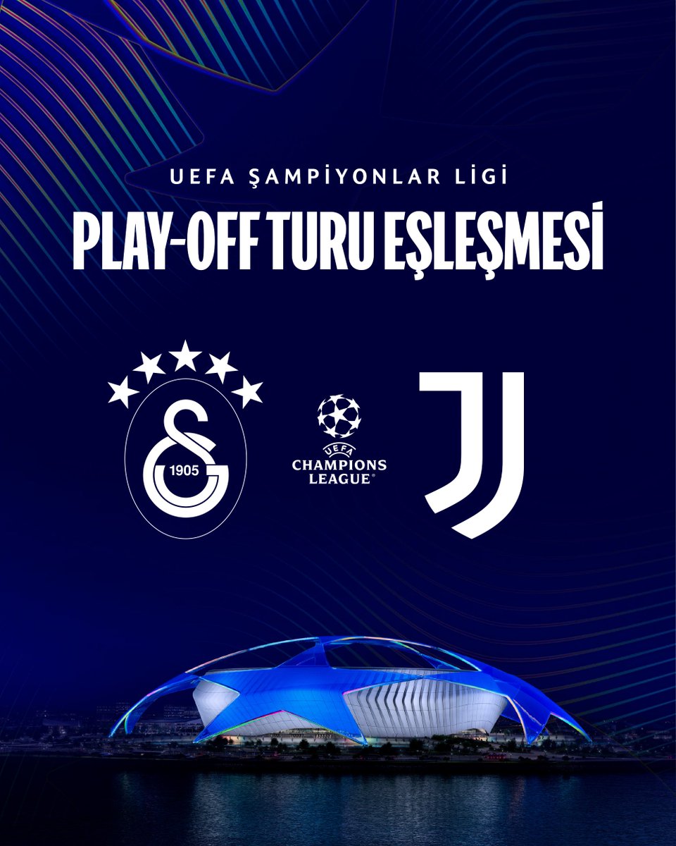 📋 UEFA Şampiyonlar Ligi Play-Off Turu’ndaki rakibimiz Juventus oldu.

ℹ️ Eşleşmenin ilk maçı 17/19 Şubat'ta ev sahipliğimizde, rövanş maçı ise 24/26 Şubat'ta deplasmanda oynanacaktır.

#UCLdraw