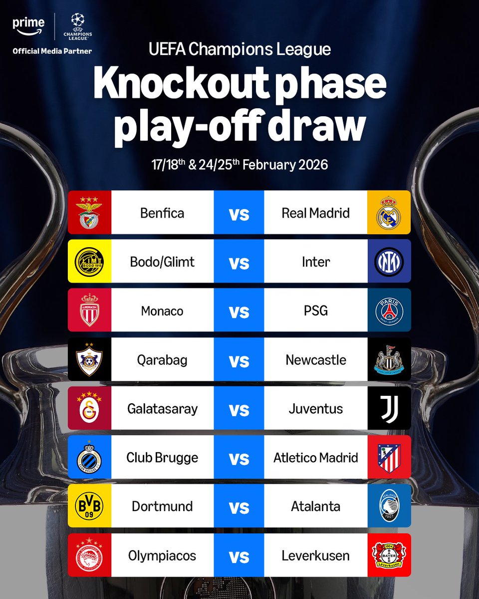 The draw for the UEFA Champions League knockout play-offs 🇪🇺🍿