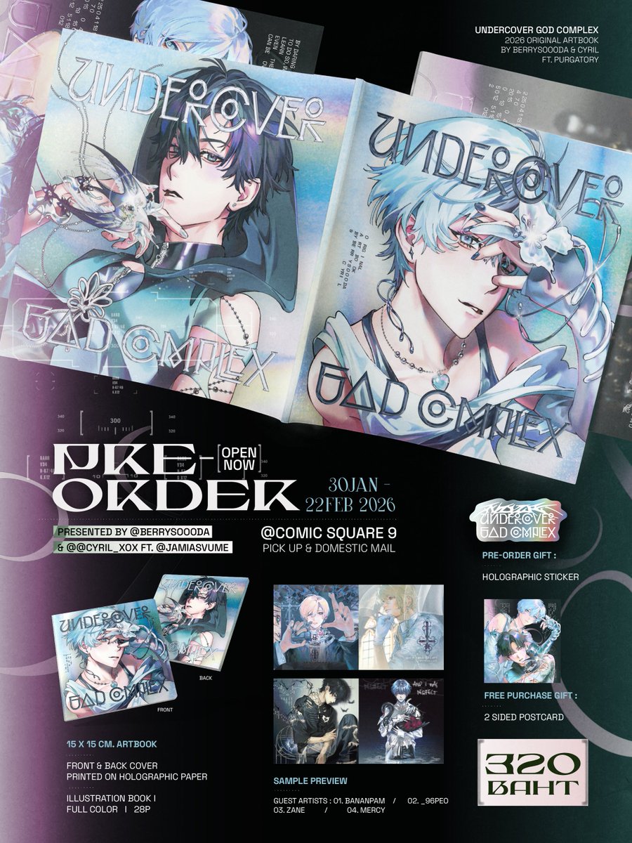 berrysoooda's tweet image. 🔁 rt appreciated ☆

[Pre-order] 𝖀𝖓𝖉𝖊𝖗𝖈𝖔𝖛𝖊𝖗 𝕲𝖔𝖉 𝕮𝖔𝖒𝖕𝖑𝖊𝖝 - 2026 Original Artbook - by berrysoooda &amp;amp; @Cyril_xox ft. @Jamiasvume 

☆ สั่งซื้อได้ที่ : forms.gle/HM4Raq2MK77fPZ…

☆ now - 22 feb 2026

ฝากด้วยนะคะ ขอบคุณทุกความสนใจมากๆ เลย เจอกัน #CQ9 ค่ะ 🥺🤍