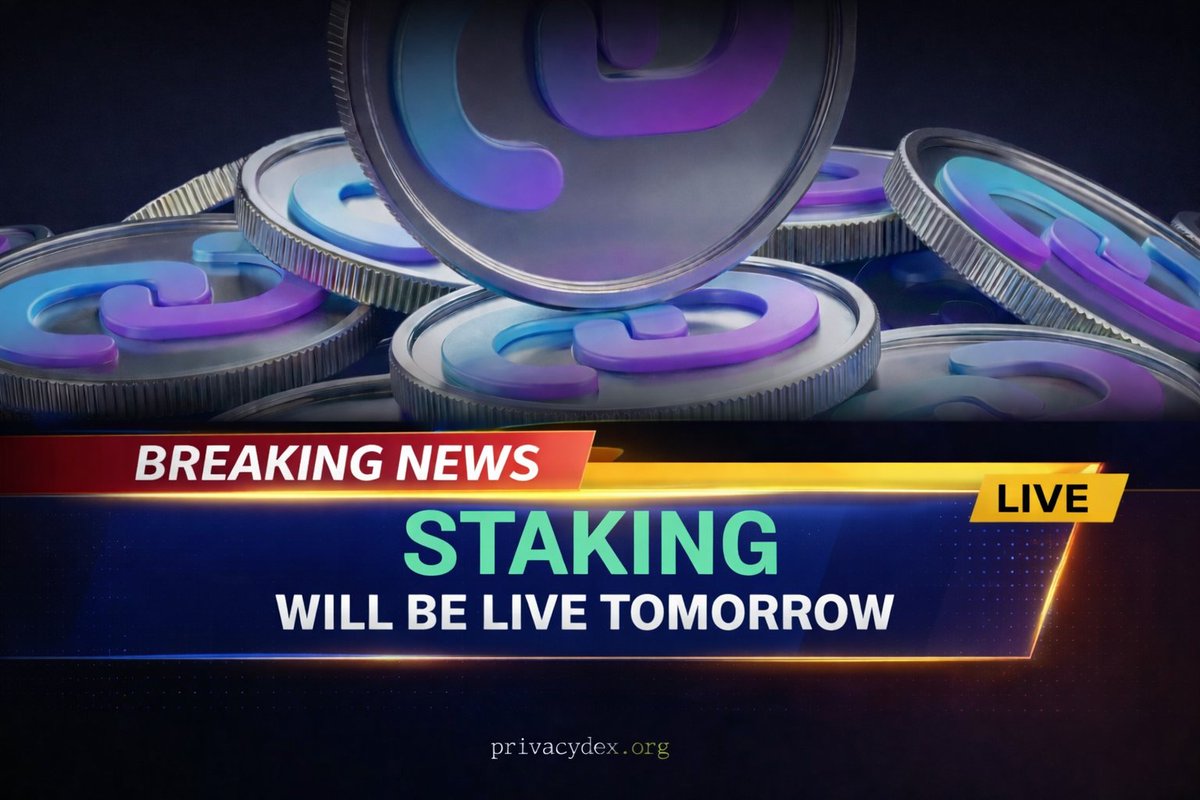 🔥 BREAKING NEWS

PrivacyDex is officially launching staking tomorrow 🟢

30% APY is going live to reward long-term believers and committed holders.

The more $PRIVACY you stake, the more you earn.

This year is for privacy.