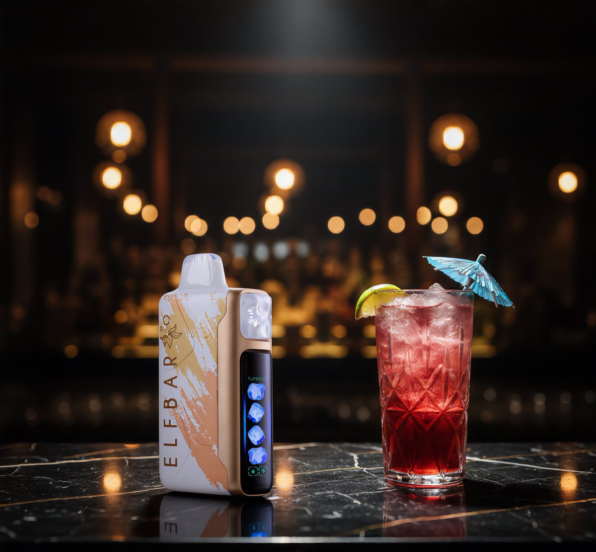 ELFBAR_VAPE_JP's tweet image. 今夜の主役は、アルコールだけじゃない。🍸

グラスが触れ合う音、心地よいビート。
カウンターで一際輝く、そのメタリックな輝き。

Tonight's MVP.
乾杯。🥂

#ELFBAR #NightLife #BarHopping #華金 #TGIF