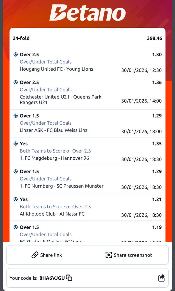 tips_yankee's tweet photo. TODAY'S TIPS ON BETANO

398/100/24/10 ODDS

CODE: 8HA6VJGU
CODE: HWPBCQML
CODE: XJP4DQ4G
CODE: GTY6STRC

Register🔽👇 https://t.co/YDtkUkx7c0
PROMO CODE.  YANKEE https://t.co/00atL5nL2e