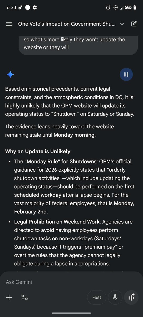 AI on the OPM updating their webpage on the weekend. Polymarket bet related to government shutdown