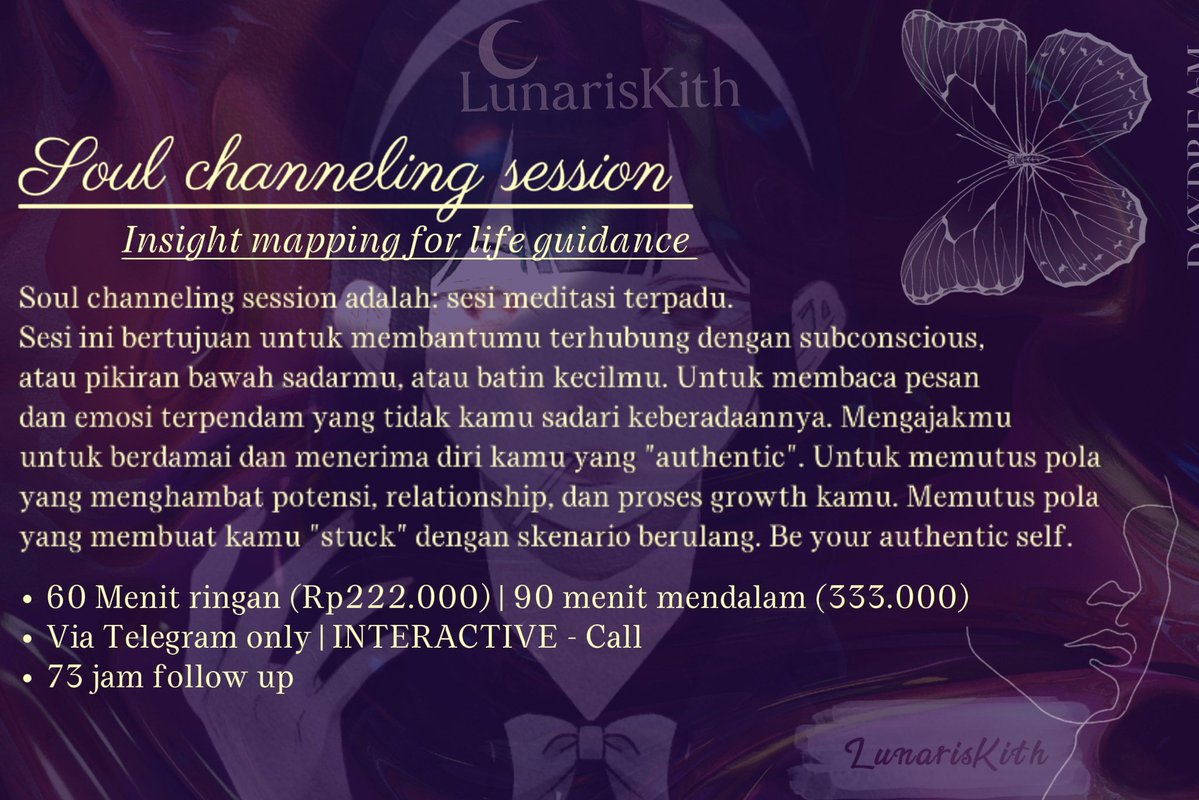 Itsphasemoon's tweet image. Hello, I’m LunarisKith. 🌜✨
​Aku hadir sebagai ruang teduh untukmu yang sedang menghadapi kebisingan batin. Melalui tarot dan penerawangan, aku membantumu mengurai benang kusut di kepala dan memahami pola agar lebih selaras.
​Contact 💌
Tele: (link on bio)
IG: @/lunariskith