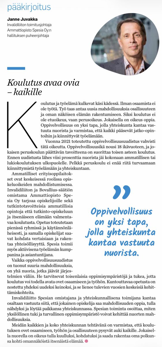 Oppivelvollisuus on yksi tapa, jolla yhteiskunta kantaa vastuuta nuorista.
Oppivelvollisuusuudistus oli hyvä asia, mutta sen tarkentaminen olisi tarpeen.
#koulutus #oppivelvollisuus #ammatillinenkoulutus #nuoret