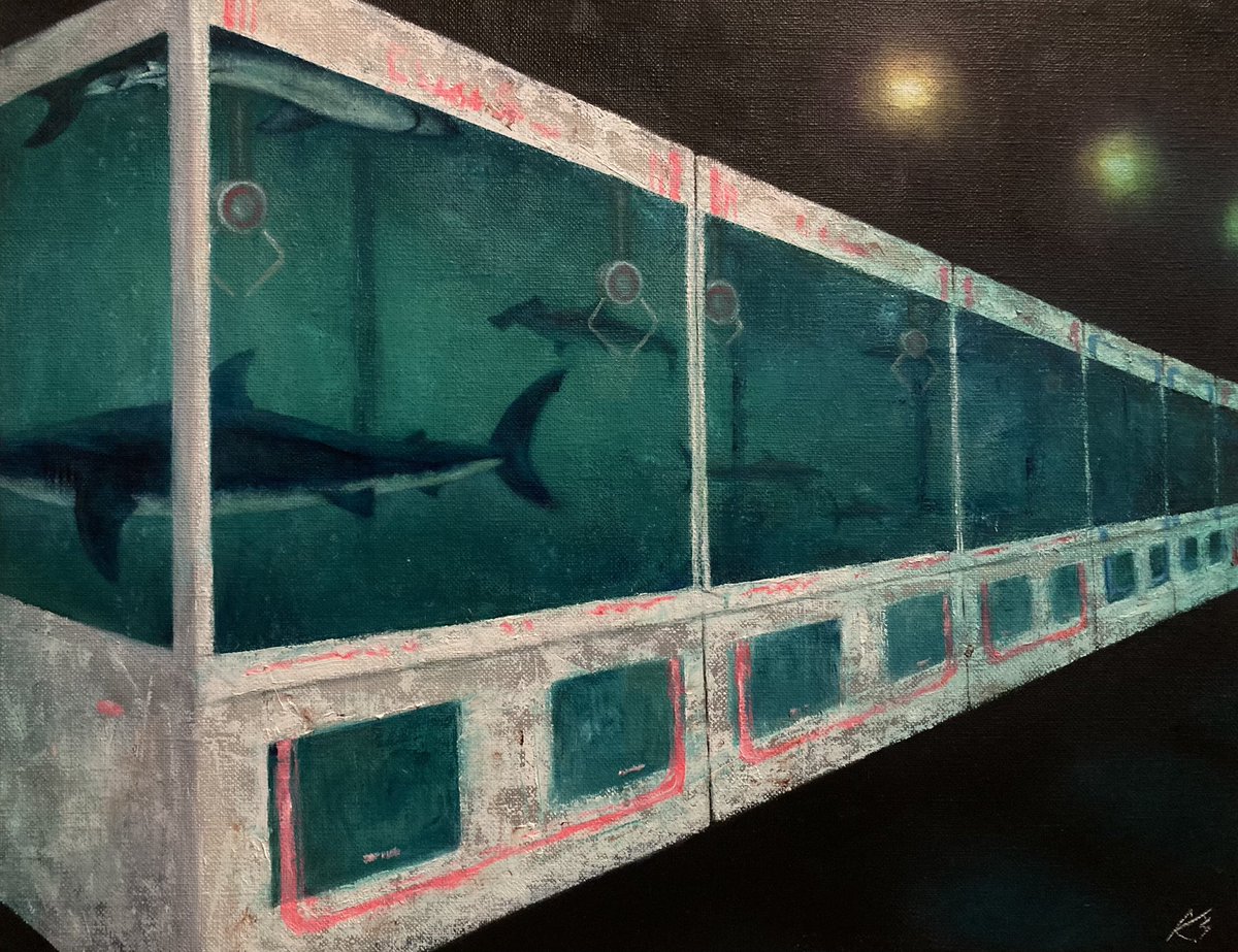 回想」 F6(410×318mm) 油彩画 2025 KOKI #oilpainting #油絵 #shark #サメ