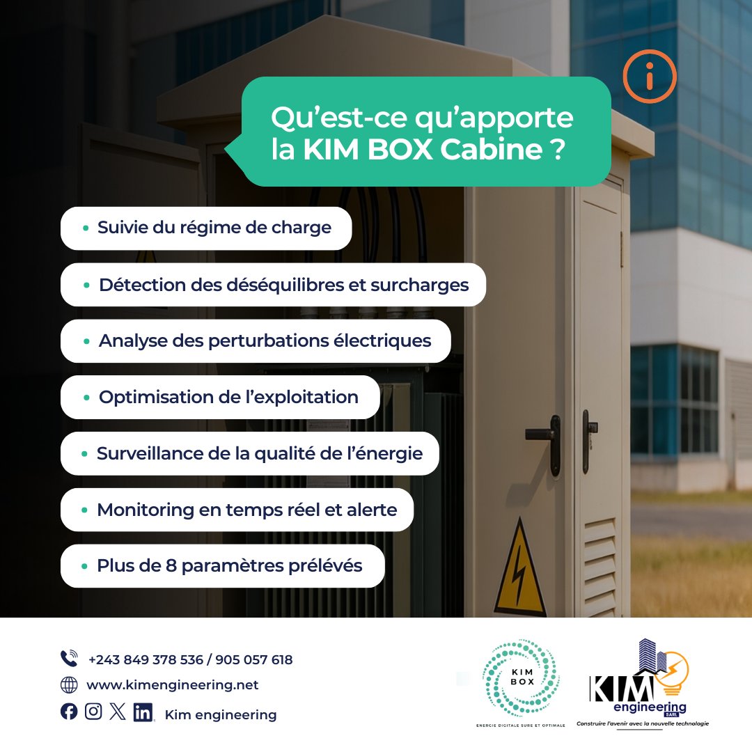 UNE PREMIÈRE EN RÉPUBLIQUE DÉMOCRATIQUE DU CONGO ⚡

La Kimbox Cabine est le tout premier analyseur dess réseauxs spécialement conçues pour les cabines électriques MT/BT en RDC.
Elle révolutionne la gestion de l’électricité.

#kimbox#Kimboxcabine#innovation#rdc#kimengineering