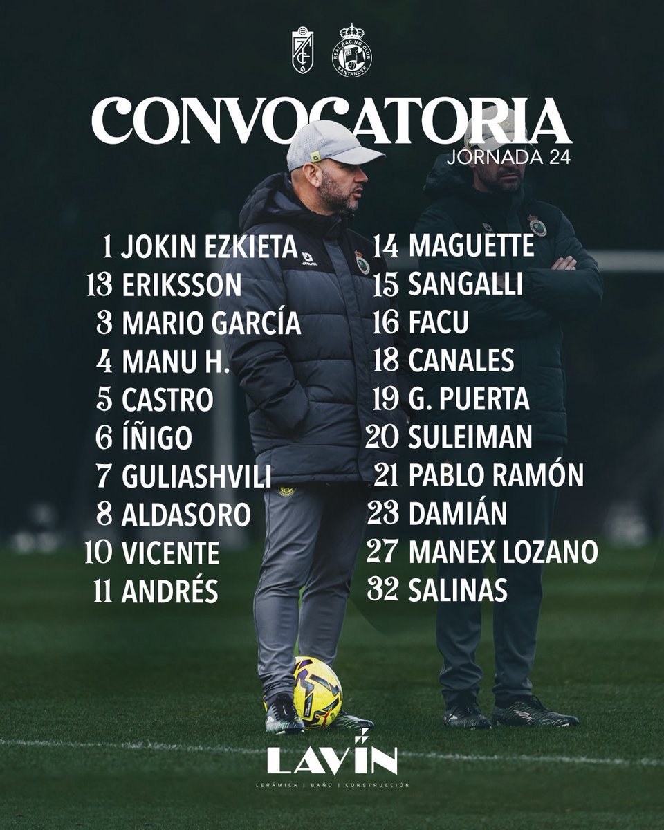 📋 CONVOCATORIA | Estos son los elegidos por José Alberto para el partido del domingo (21:00 horas) ante el <a href="/GranadaCF/">Granada CF ❤️⚪️</a> 

#GranadaRacing
