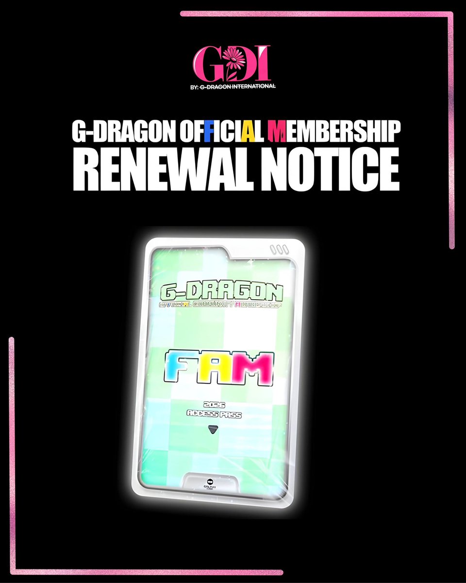 📢 Important Notice: G-DRAGON Official Membership Renewal & FAM