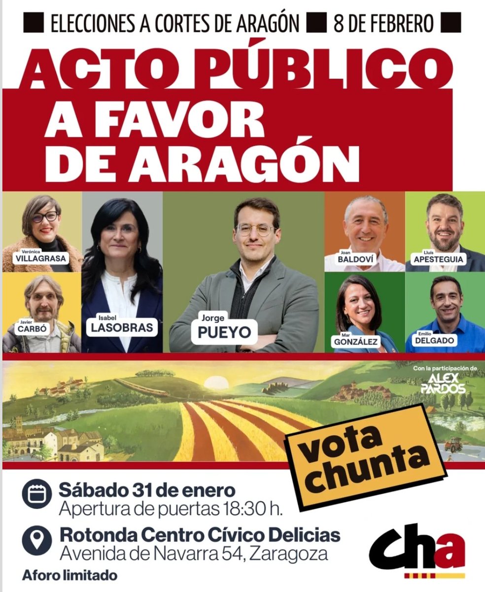 No habrá mesas informativas por la tarde porque estaremos juntos en el centro cívico de Delicias. #AfavordeAragón