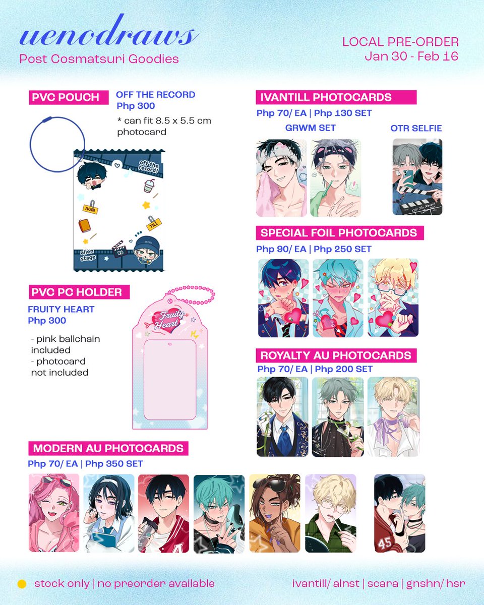 uenodraws's tweet image. [RTs💛]  1/2
Local Cosmatsu Aftersale PO is now OPEN!

🗓️PO Period: jan 30-feb 16
💕 IvanTill/ ALNST, Scara, HYV
🌎 GOs if interested, pls dm me~

Form and Giveaway details below! Please read before placing an order. Thank you!!