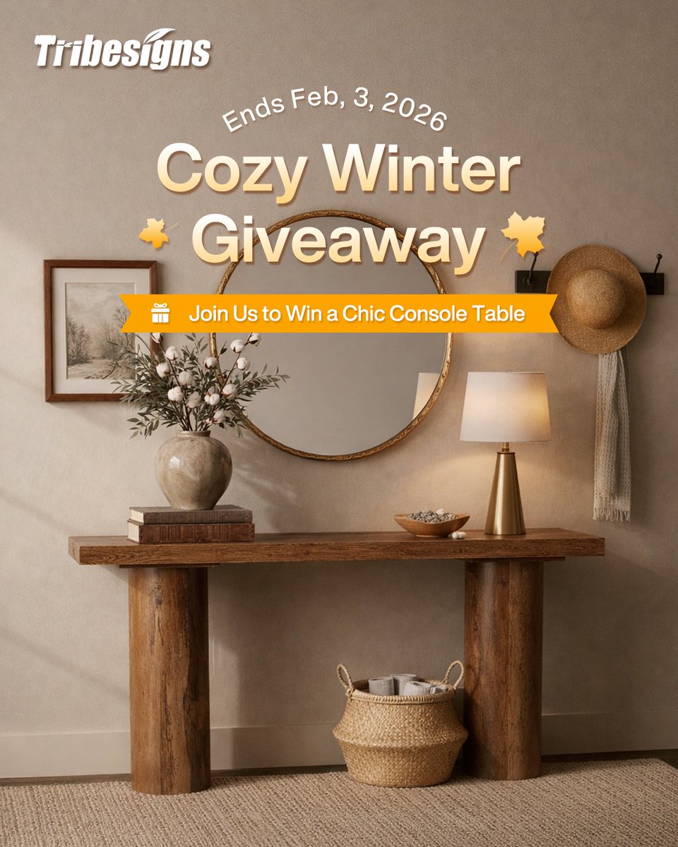 ❄️ Just 4 days left! Cozy up your space this winter 🤍
Win a chic console table that’s perfect for your home.

Enter now:
1️⃣ Follow X &amp; Pinterest
2️⃣ Like &amp; RT
3️⃣ Tag a friend

⏳ Ends Feb 3 | US only