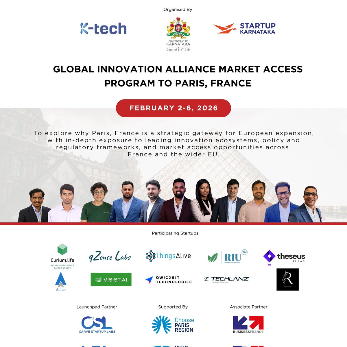 #Karnataka startups take a global leap through the GIA MAP – France 🇫🇷🌍, organized by <a href="/ITBTGoK/">ITBT Karnataka</a>, <a href="/Govt_Karnataka/">Govt of Karnataka</a>, enabling global growth opportunities.

CSL is proud to facilitate this journey as the Launchpad Partner. 

Congrats and welcome onboard to all selected startups! 🚀