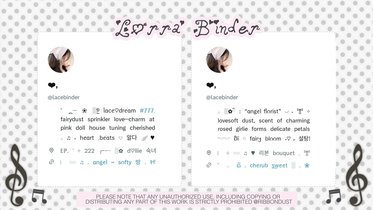 ribbondust's tweet image. ⠀
░͟𝄞 ֵ𓂂⠀⏐ ...  #zonauang ⠀♡
꒰⠀reposts⠀are⠀cherished!⠀꒱

⠀⠀𝚍𝚎𝚊𝚛, 𝚊𝚗𝚐𝚎𝚕𝚜! ᣞ🪽ʾ⠀𓂂⠀♪
⠀⠀20  profile  set up  wordings  available
⠀⠀for  purchase  thru  dm  @  ribbondust
⠀⠀kindly  mention  after  dm,  ’mkay?  𖣁

♬♥︎  check details in ALT.
⠀