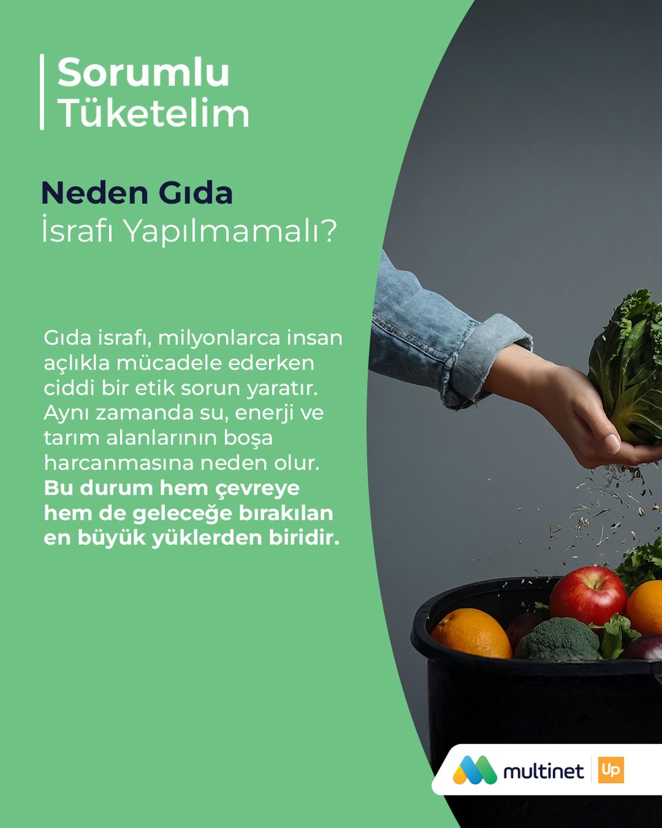 multinetcomtr's tweet image. Yediğin kadar hazırla, paylaştığın kadar çoğalt. 🌍

Gıda israfı sadece çöpe giden yemek değil; boşa giden emek, su ve gelecek demek.
Fakat küçük alışkanlıklarla büyük değişimler yaratarak gıda israfını azaltmamız mümkün.

#MultinetUp
#SorumluTüketelim