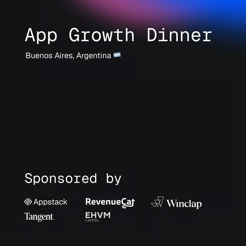 RevenueCat's tweet photo. Dinner’s on us! 🍻

Join our friends at @Appstack__ in Buenos Aires next week for the first App Growth Dinner of 2026: a chance to share industry insights and discuss the world of app growth, accompanied by a delicious Argentinian barbecue 🇦🇷

Request your spot here ⤵
https://t.co/XN83TbtEdk