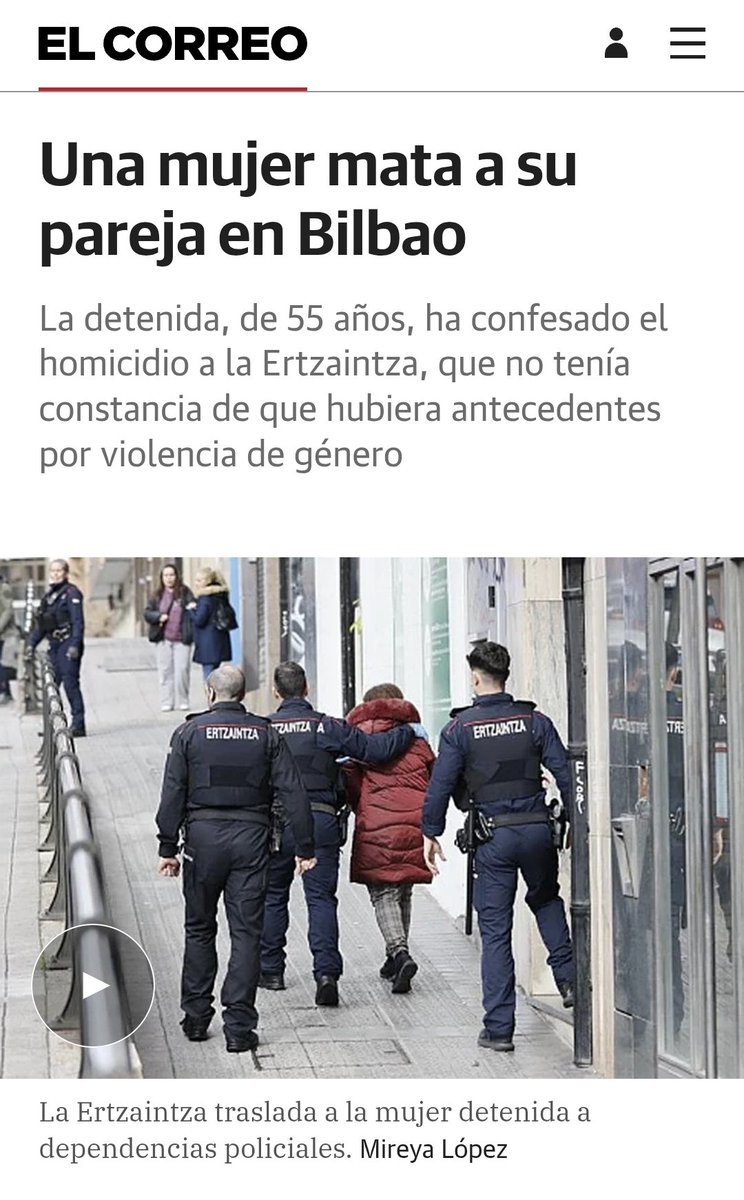 Nuevo asesinato de una mujer a su pareja hombre, está vez en mi ciudad, Bilbao, y van demasiados este año.
No sabréis nunca a cuántos nos matan cada año porque <a href="/IreneMontero/">Irene Montero</a> suprimió el registro oficial que contaba los hombres muertos a manos de sus parejas dejando sólo el