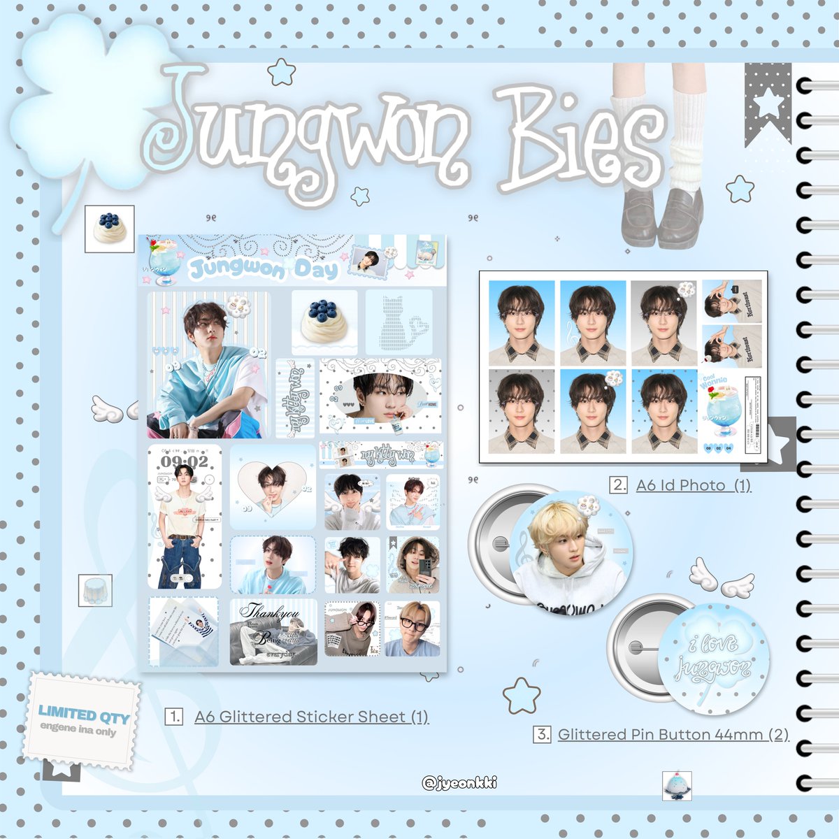 𝐉𝐮𝐧𝐠𝐰𝐨𝐧 𝐁𝐢𝐫𝐭𝐡𝐝𝐚𝐲 𝐅𝐫𝐞𝐞𝐛𝐢𝐞𝐬
╰┈➤ by <a href="/jyeonkki/">kiaaa★ jungwon kit📌</a>

   𓂃⋆.˚ how to claim 𓂃⋆.˚
★ rt &amp; like this tweet n below
★ engene ina only
★ 1 kit/person
★ claim 02.02 [19.29]
★ id.shp.ee/yEbykur
★ write usn on notes