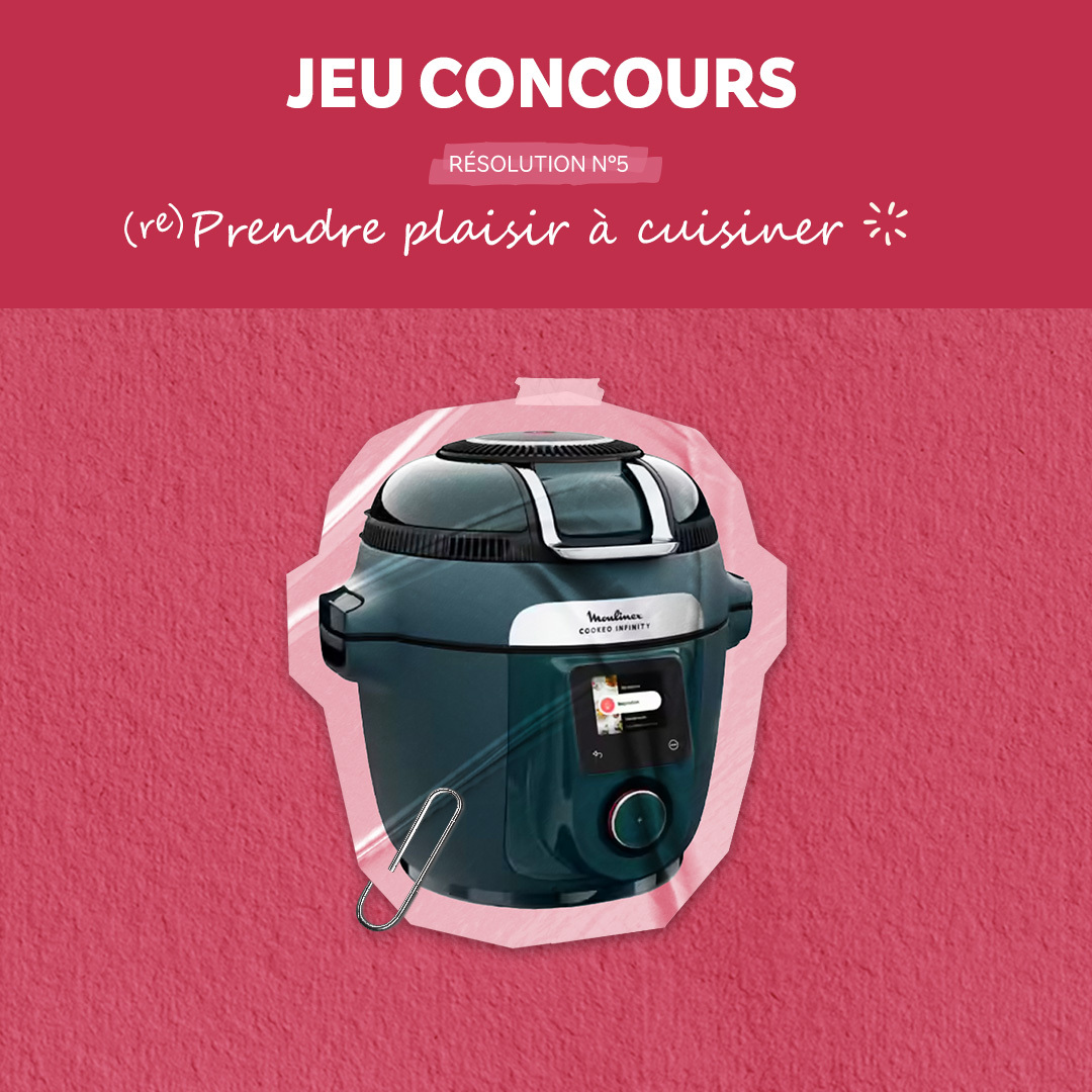 Nouvelle année, nouvelles résolutions ! 🎉

Voici notre concours spécial résolutions 2026 : 
1 semaine = 1 super cadeau à gagner !🎁

Résolution n°5 : (Re)prendre plaisir à cuisiner  :
Tentez de remporter le MOULINEX Cookeo Infinity ! 🍳

Pour participer :
- Like et retweete ce