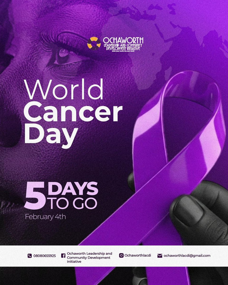 OchaworthLACDI's tweet photo. 5 days to World Cancer Day  

Walking together for awareness, hope, and lives saved.
#WorldCancerDay #CancerWalk #5DaysToGo https://t.co/yTgXP6YI4m
