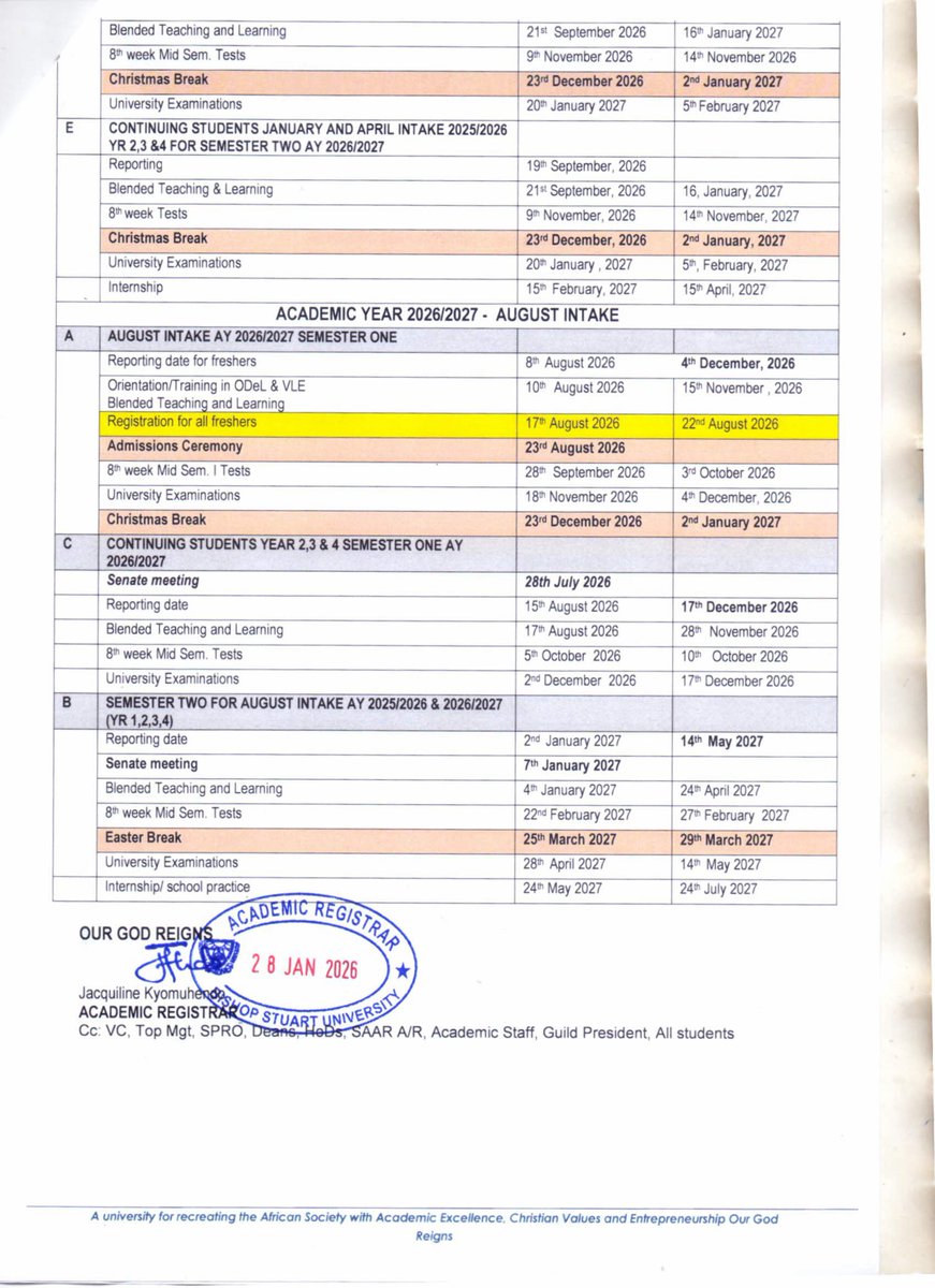 BishopStuartUni's tweet photo. Academic Calendar - 2026/27
Download it here: https://t.co/pu36psqoL3 https://t.co/ypAEFWTslh