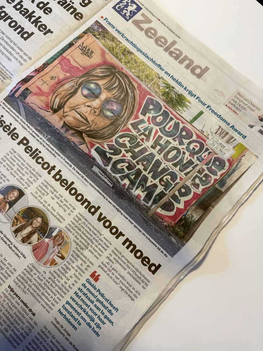 hugodejonge's tweet image. De Freedom from fear-award gaat naar Gisèle Pelicot, vanwege haar moedige inzet tegen seksueel geweld en voor de rechten van slachtoffers. Op 16 april ontvangt zij samen met drie andere vrijheidsstrijders in Middelburg een Four Freedoms Award. 

🔗 pzc.nl/middelburg/ver…