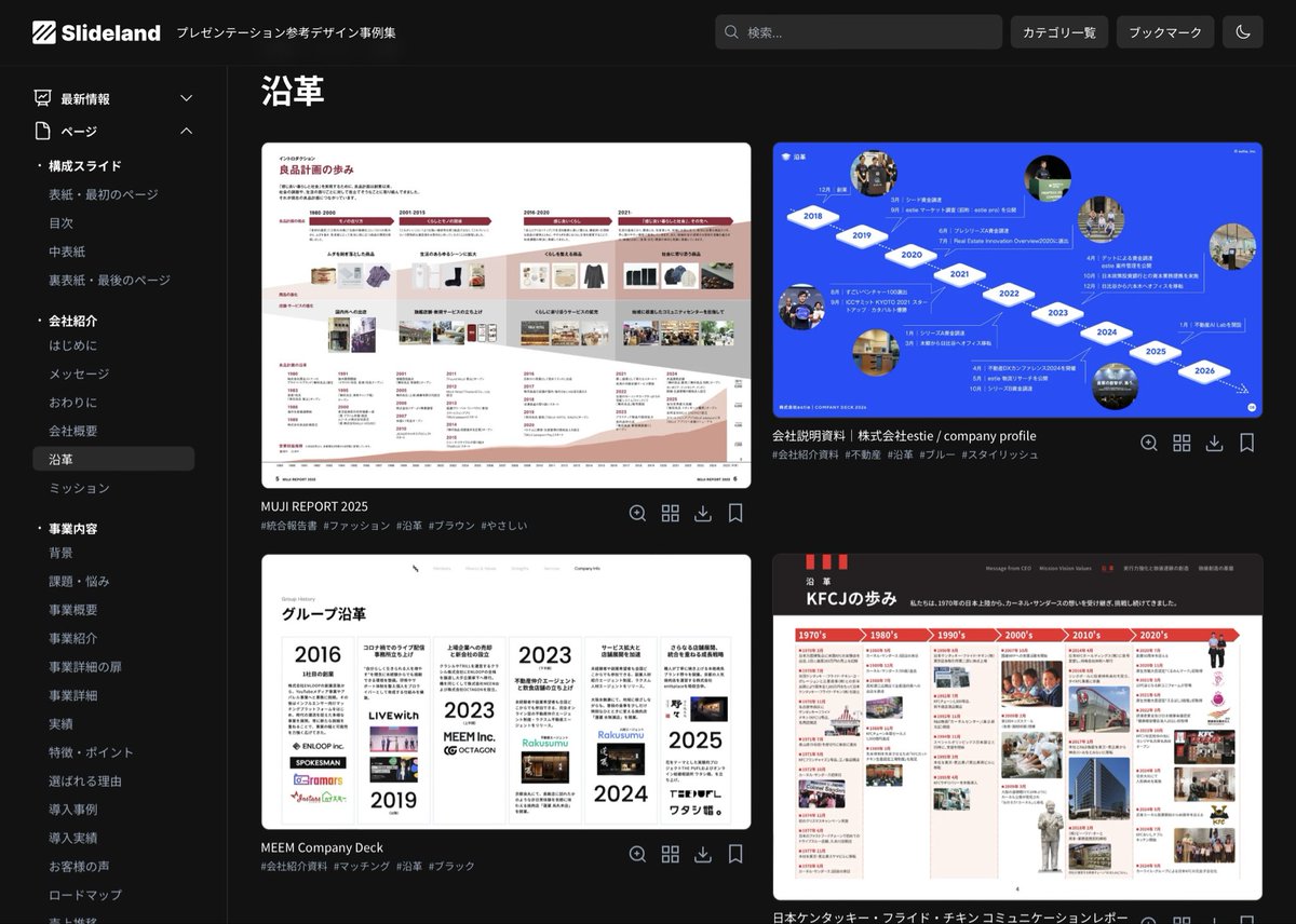 fujikururi's tweet photo. スライド資料を作る際、構成やデザインに悩む全ての方へ

「Slideland」を是非使ってほしい。円や折れ線といったグラフ種類毎のスライドや、会社紹介・事業内容などのシチュエーション毎のスライド事例が無数にある。

ひたすらデザインに悩むだけの時間は圧倒的に削減できるはず
https://t.co/4SAfMVnDkN