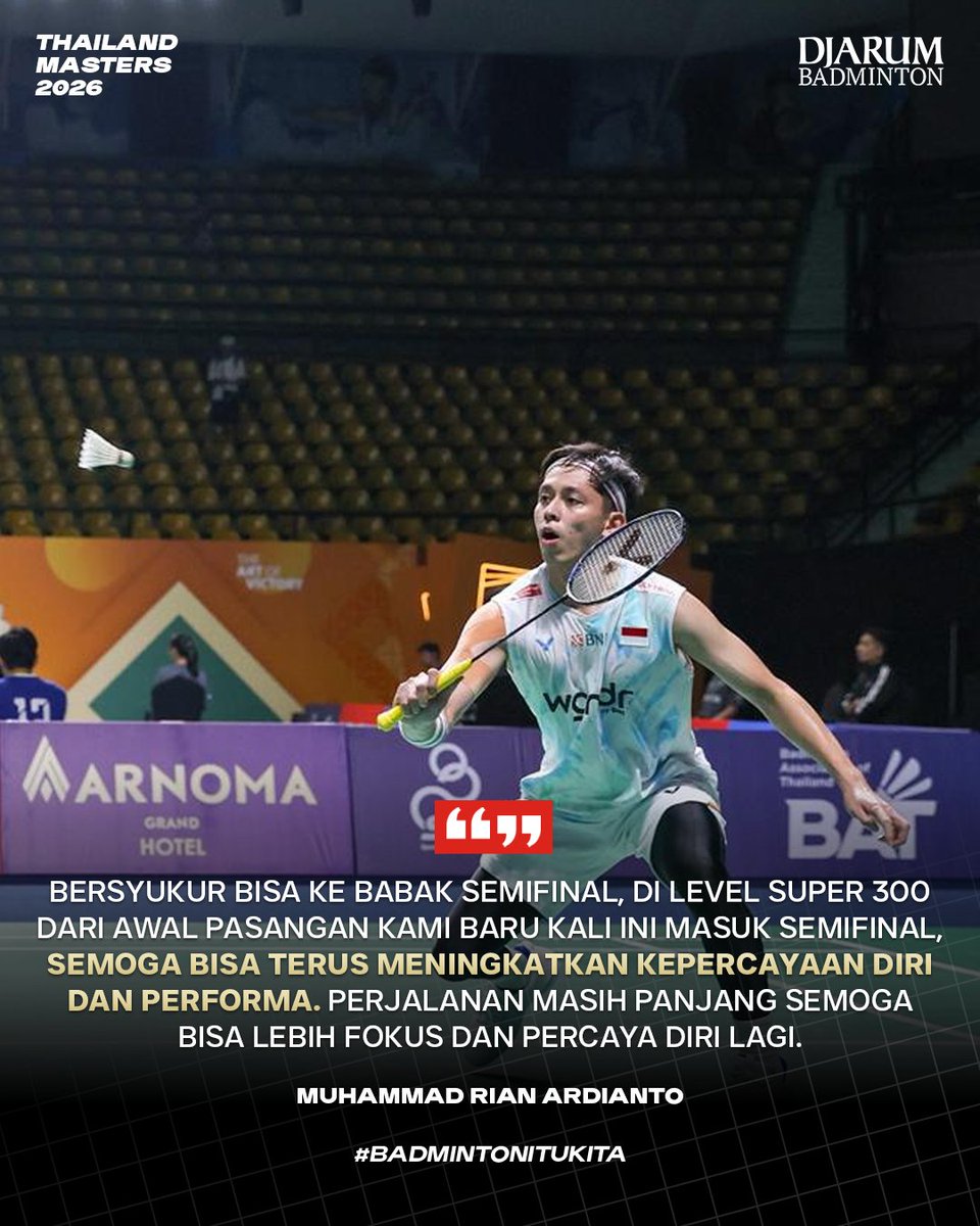 Rian/Rahmat tampil solid dan mengamankan tiket semifinal 💪🔥

#ThailandMasters2026 #BadmintonItuKita #BadmintonIndonesia
