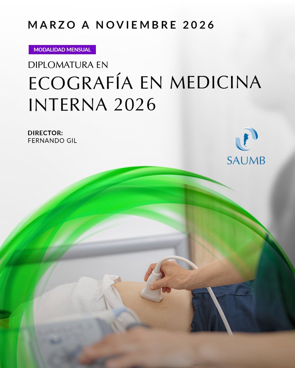 🩺 XXII Diplomatura de #Ultrasonografía en #MedicinaInterna
📅 Ciclo 2026

📝 Inscripciones abiertas

🔗 Más info: 👉 saumb.org.ar/curso/c/XXII-D…

-----
#SAUMB a la vanguardia de la docencia en #ultrasonido