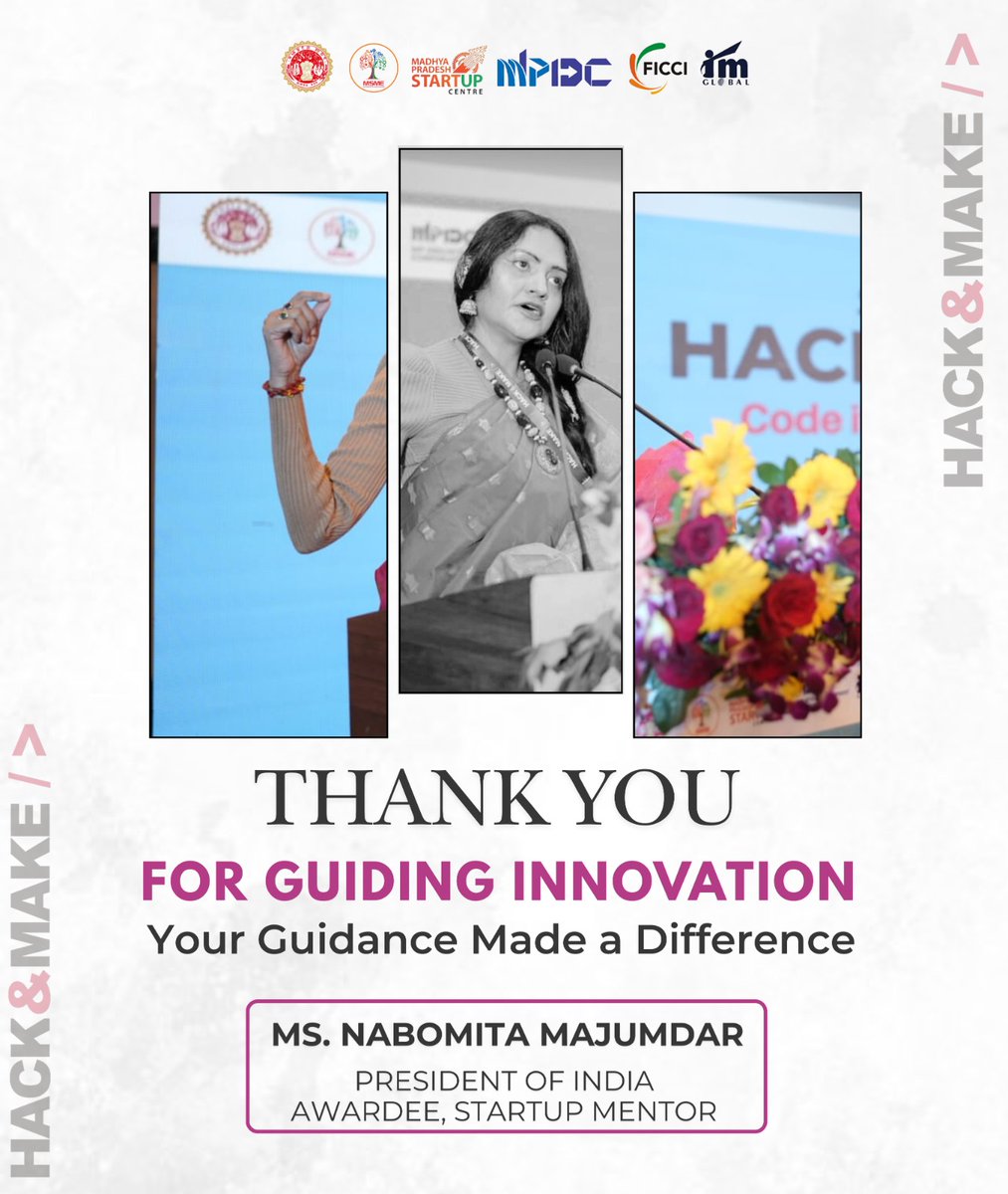 Thank you Nabomita Majumdar  , Founder- Nabomita.com , for being a part of Hack&amp;Make 2026.

Your presence, insights, and words of encouragement truly inspired innovators, startups, and young builders