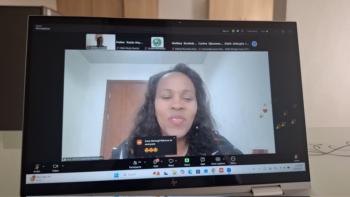 #15GIMAC virtual training...
African Youth Charter provides the legal backbone for youth to demand gender-responsive water access &amp; leadership opportunities.
Youth voices + data = real AU impact
Comment your takeaway 👇 <a href="/GimacYouth/">Gimac Youth Network</a> #15GIMAC #YOUTHFORWASH