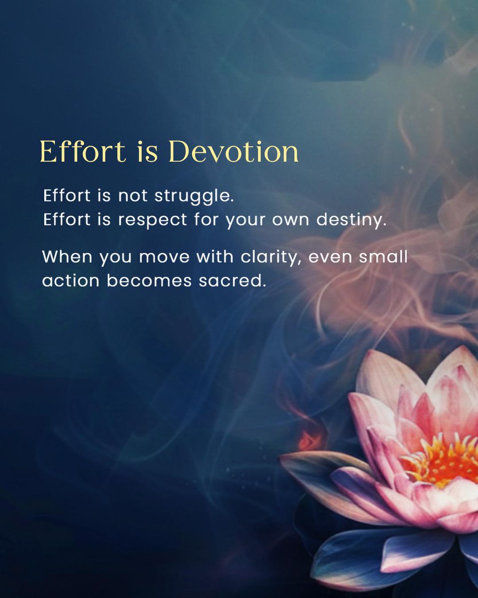 Jaimadaan_'s tweet photo. Do you know why effort never drains me?
Because I treat it as devotion, not struggle.
When I move with clarity, life moves with me.
#devotionoverstruggle #clarityofpurpose #alignedlife #spiritualdiscipline https://t.co/FfJuF0MFlT