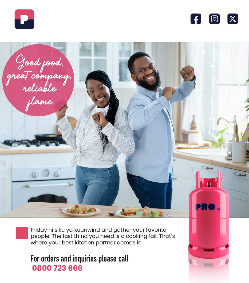 Friday ni siku ya ku-unwind and gather with your favorite people. Fom ni good food, great company na reliable flame. Cook with confidence. Cook with Progas.
What are your plans for the weekend? Tell us in the comment section!