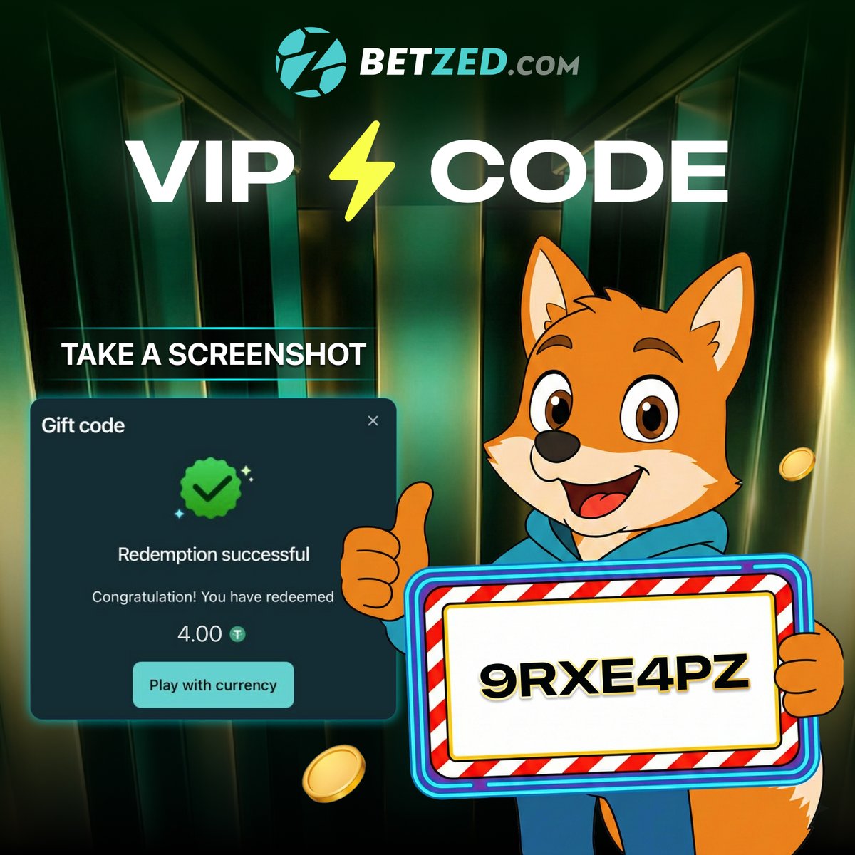 Active play pays off with $2 💸
Don’t skip this reward

CODE: 9RXE4PZ

Requirement: Wager $4,000 during the last 7 days

➡️ Redeem here: betzed.com/rewards?c=XBon…

📸 Take a screenshot of your successful code redemption and comment to receive a Surprise Gift! 🎉
(👍 Like &amp; Retweet