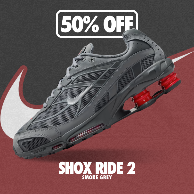 CaptainCreps's tweet photo. The Shox Ride 2 "Smoke Grey" is now HALF PRICE at Nike!

⚡ 50% OFF