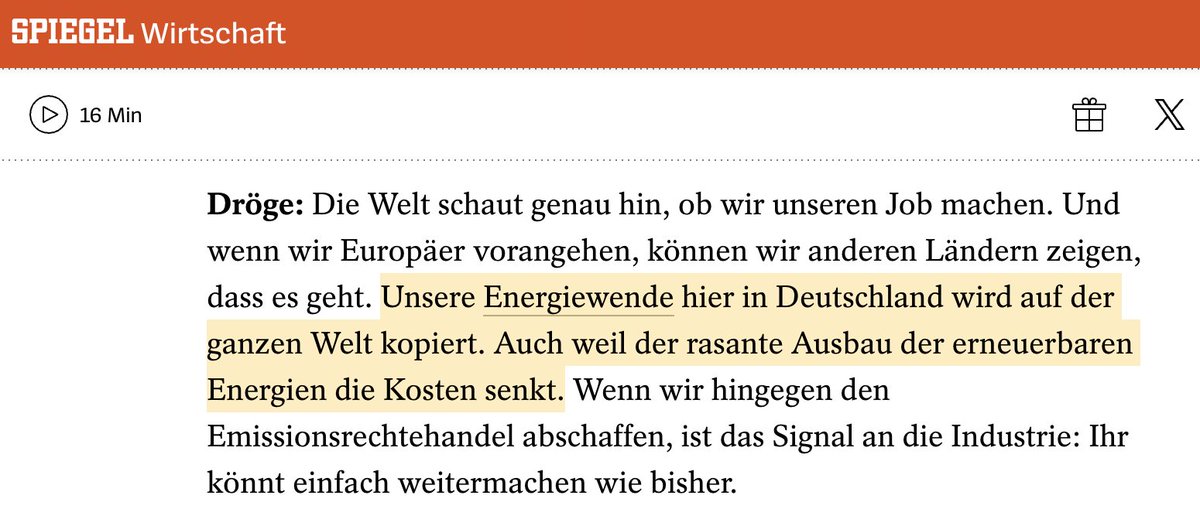 Die #Grünen leben in einem Parallel-Universum und lügen sich die Realität zum Schutz ihrer Traum-Welt zurecht. 

NIEMAND kopiert die Energiewende
Deutschland hat DIE HÖCHSTEN Energiepreise Europas

Wann verbietet Daniel Günther endlich diese Desinformation?!