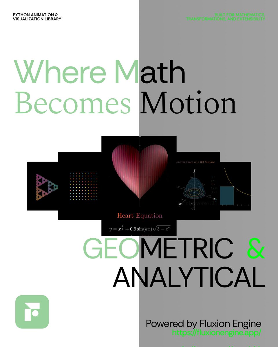 Fluxion_Engine's tweet photo. A visual exploration of geometric and analytical mathematics, rendered through programmable animation.
Built using Fluxion Engine, a Python library for mathematical animation and visualization.

#FluxionEngine #Python
#Pythonlibrary 
https://t.co/MFSxmQGJPp https://t.co/DqJcyvq8tm