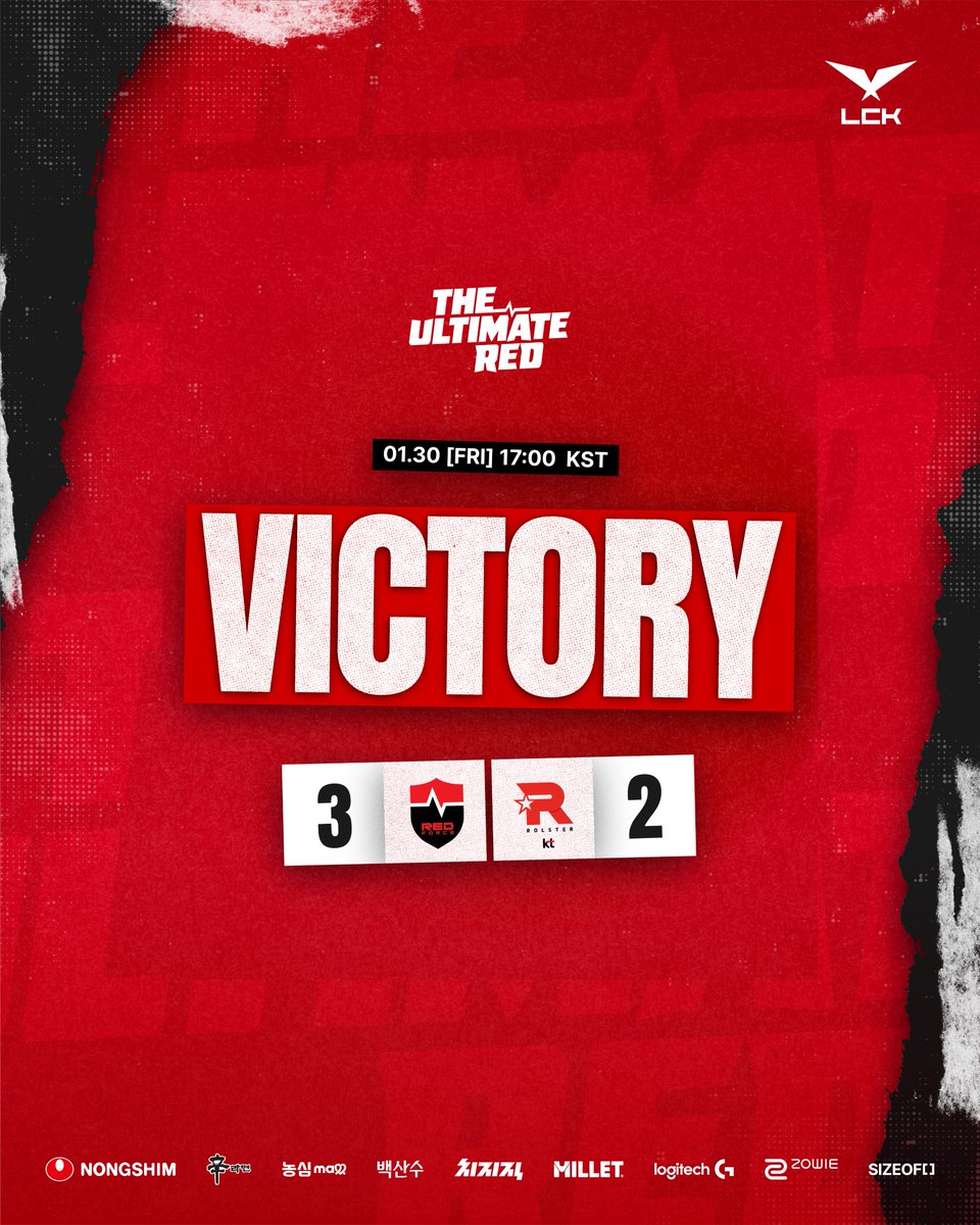 NS_RedForce's tweet image. [MATCH RESULT] #LCK

Ta-da! It worked!

#NONGSHIM #NSRedForce #NSWIN #농심레드포스 #match
#Kingen #Sponge #Scout #Calix #Taeyoon #Lehends