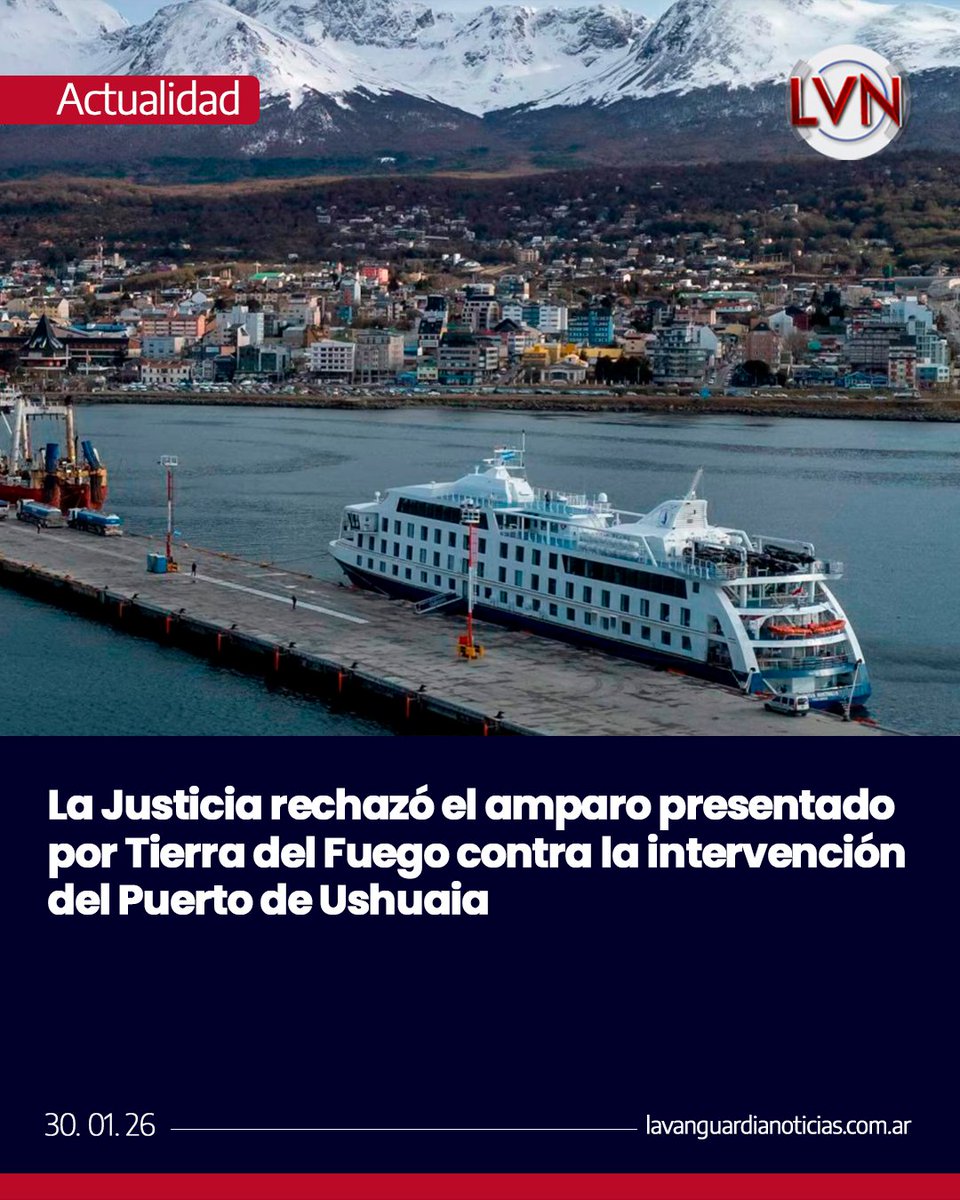 lvsdigital's tweet photo. ⚖️ El Juzgado Federal de Ushuaia rechazó la cautelar de Tierra del Fuego para frenar la intervención del Puerto. No se habilitó la feria judicial y el reclamo quedó postergado.

🚢 La Justicia cuestionó la personería legal provincial y la intervención nacional sigue vigente. https://t.co/OaNhON9Mu1